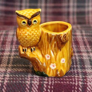 Vintage Japan Ceramic Owl Toothpick Holder or Planter
